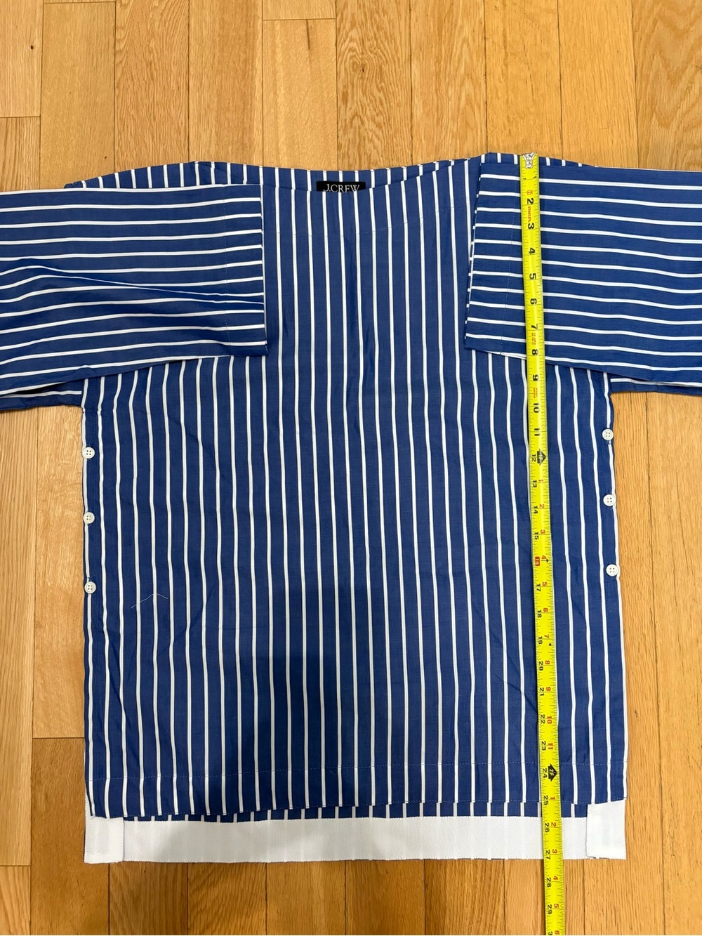J.Crew Ciel Striped Cotton Poplin Boatneck Side Button Top Blue White XS - Picture 5 of 9